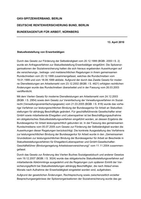 Statusfeststellungsverfahren Barmer Gek