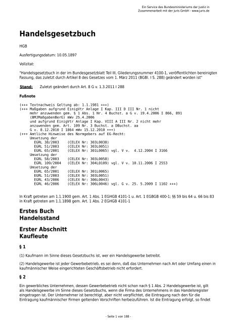 HGB (Handelsgesetzbuch) - Barmer GEK