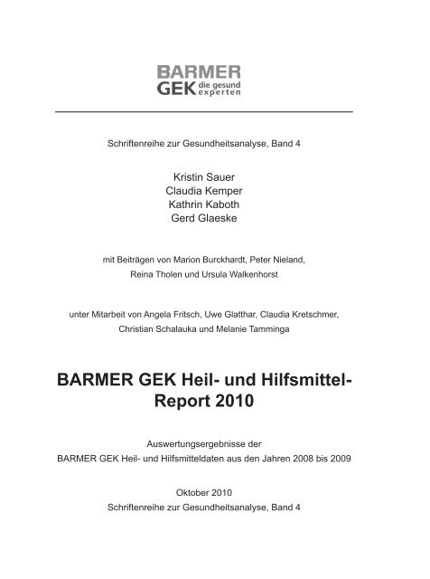Heil Und Hilfsmittel Report 2010 Barmer Gek