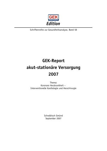 Krankenhaus-Report 2007 - Barmer GEK