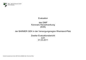 Evaluation des DMP Koronare Herzerkrankung (KHK ... - Barmer GEK