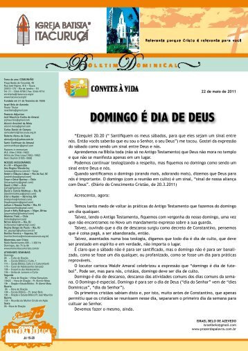 DOMINGO É DIA DE DEUS - Igreja Batista Itacuruçá