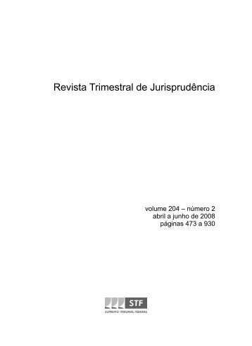 Revista Trimestral de Jurisprudência Volume 204 Tomo 2 - STF