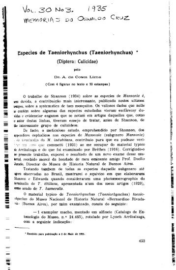 Taeniorhynchus - Systematic Catalog of Culicidae