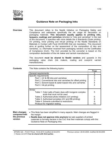 Nestlé Guidance Notes - Xeikon