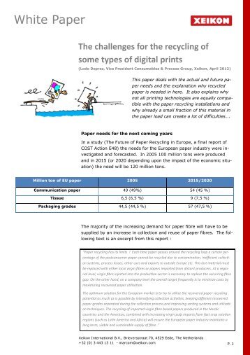 Challenges in Paper Recyling - Xeikon