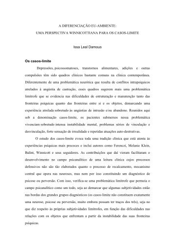 Issa Leal Damous, A diferenciação eu-ambiente