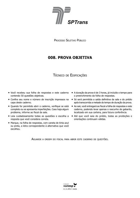 008. PROVA OBJETIVA - Questões de Concursos