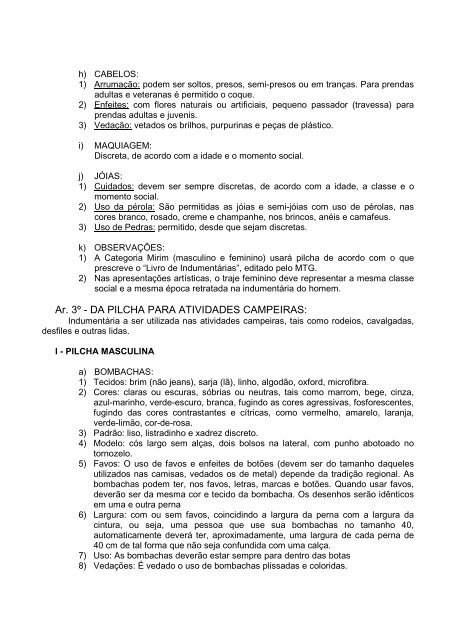 Diretrizes para as Pilchas (.pdf) - Movimento Tradicionalista Gaúcho