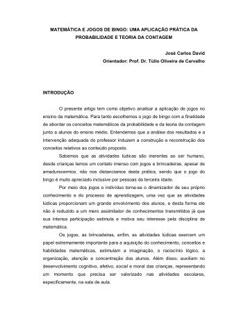 MATEMÁTICA E JOGOS DE BINGO: UMA APLICAÇÃO PRÁTICA ...