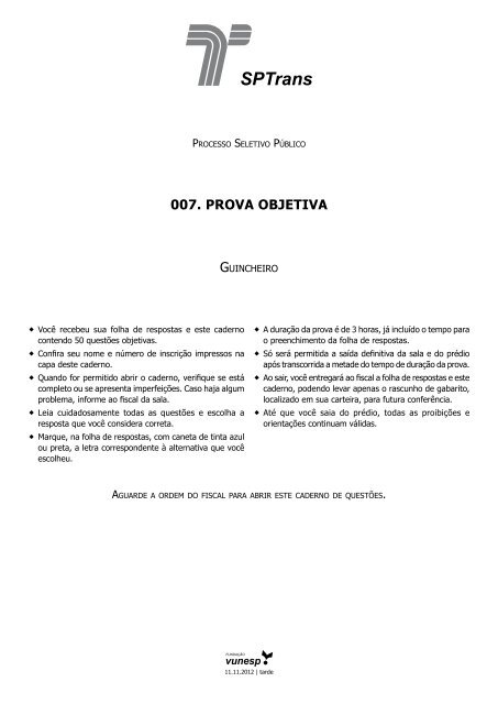 007. PROVA OBJETIVA - Questões de Concursos