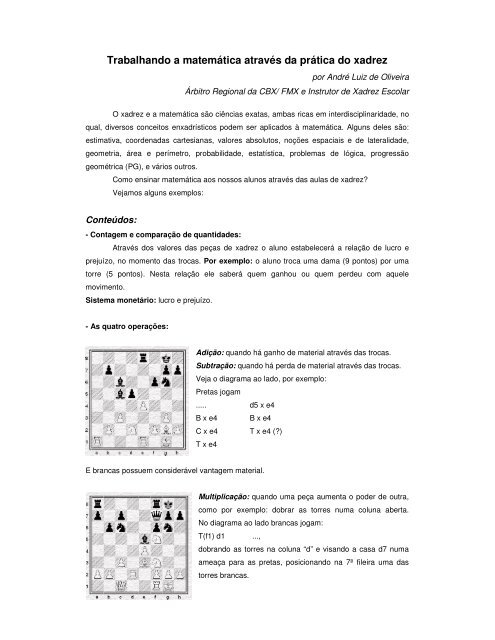 A interdisciplinaridade entre o Xadrez e a matemática