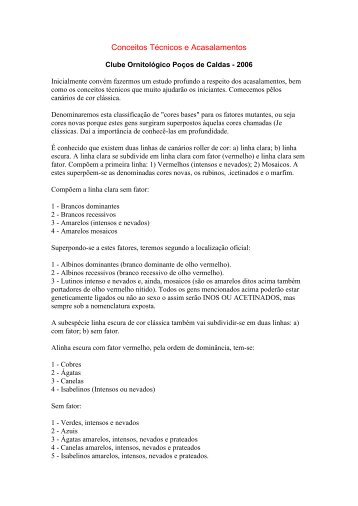 Conceitos Técnicos e Acasalamentos - Clube Sano