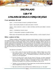 DISCIPULADO Lição n° 06 A PALAVRA DE DEUS E A ... - Celeiros