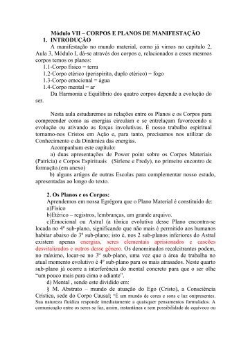CORPOS E PLANOS DE MANIFESTAÇÃO 1 ... - egregora grupal