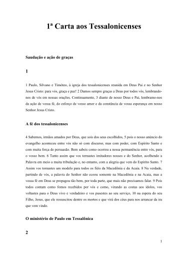 1 Carta aos Tessalonicenses - Instituto das Apóstolas do Sagrado ...