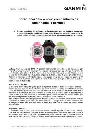 Forerunner 10 – o novo companheiro de caminhadas e ... - Garmin