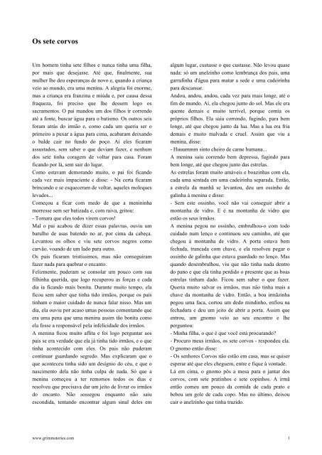 Os sete corvos - grimmstories.com