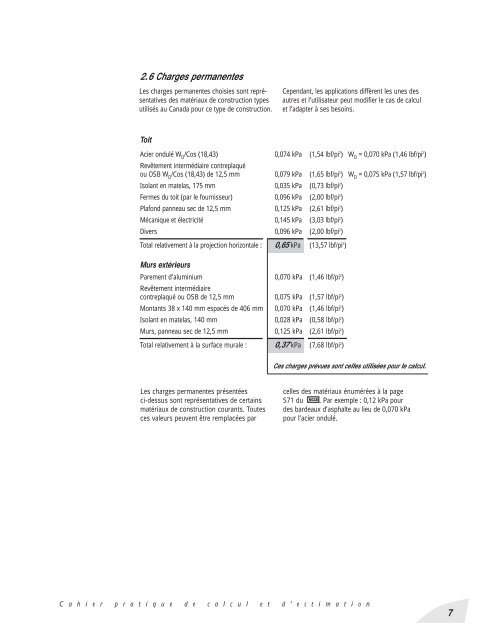 Cahier Pratique de Calcul et D'Estimation - Canadian Wood Council