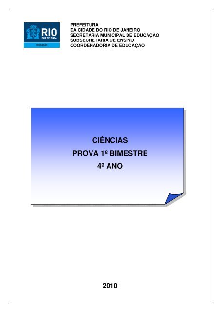 ciências prova 1º bimestre 4º ano - Portal da Prefeitura da Cidade ...