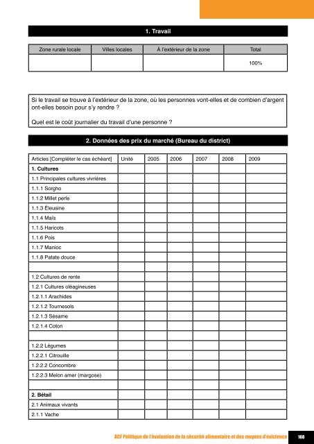 Evaluation dE la Sécurité alimEntairE Et dES moyEnS d'ExiStEncE ...