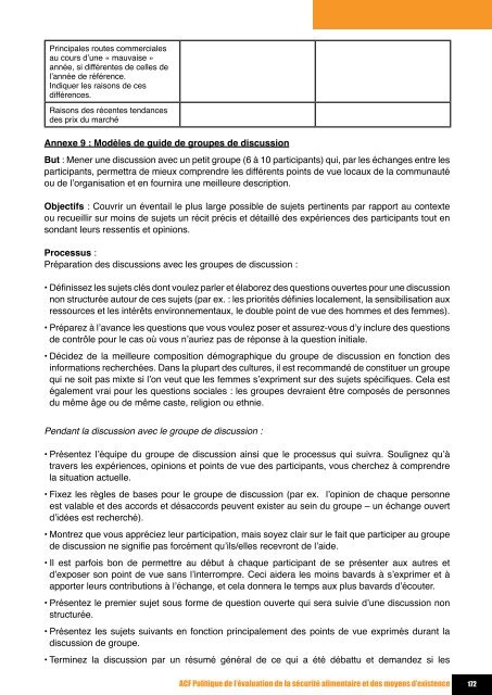 Evaluation dE la Sécurité alimEntairE Et dES moyEnS d'ExiStEncE ...