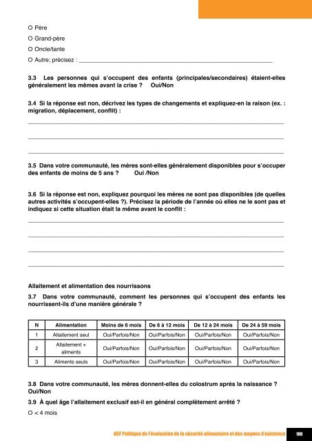 Evaluation dE la Sécurité alimEntairE Et dES moyEnS d'ExiStEncE ...