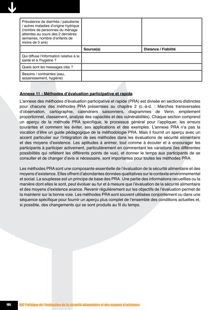 Evaluation dE la Sécurité alimEntairE Et dES moyEnS d'ExiStEncE ...