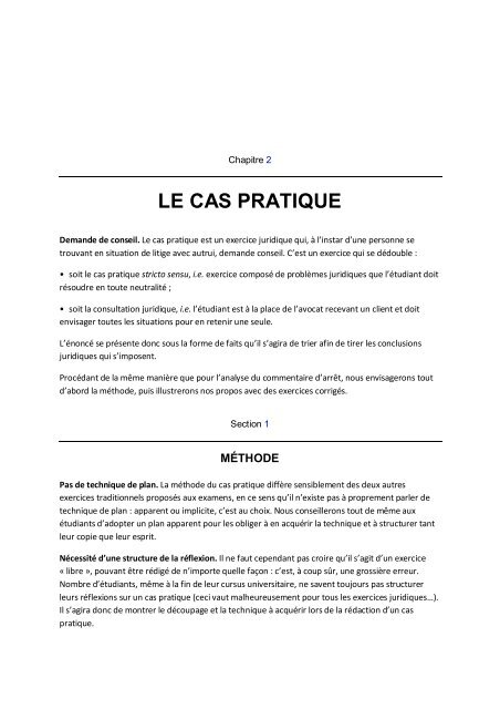 LE CAS PRATIQUE  Espace Etudiant LexisNexis