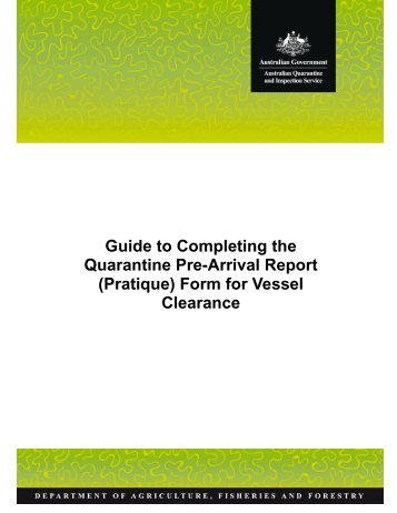 Guide to Completing the Quarantine Pre-Arrival Report (Pratique ...