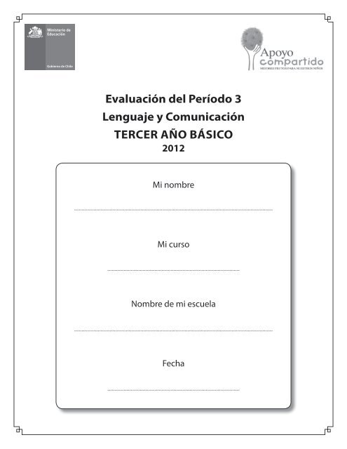 Evaluación del Período 3 Lenguaje y Comunicación TERCER ... - PAC