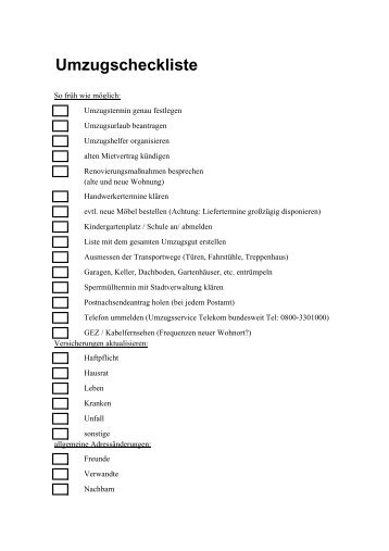 Umzugscheckliste