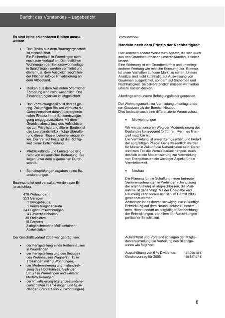 Bericht über das 70. Geschäftsjahr - Baugenossenschaft Donau ...