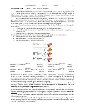 BEHAVIORISMO O ESTUDO DO ... - Portal do Aluno