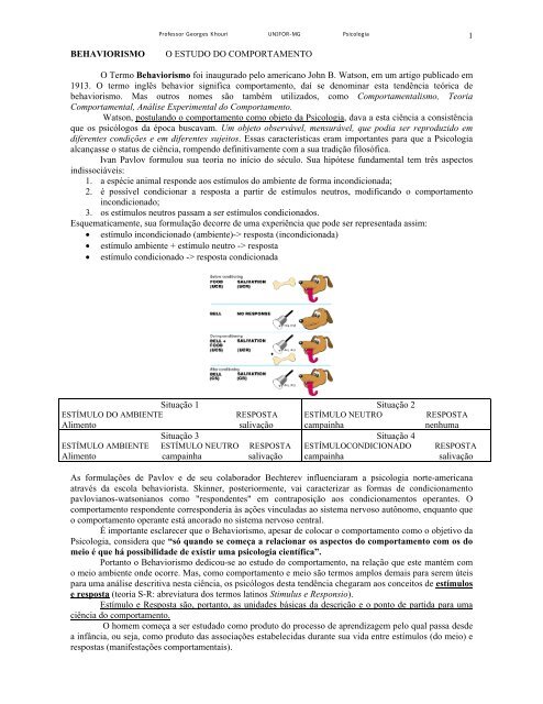 Apostila 2º E.M Parte I, PDF, Behaviorismo