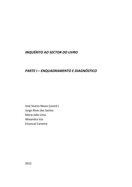 inquérito ao sector do livro parte i - Observatório das Actividades ...