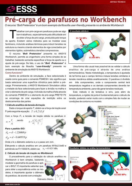 Pré-carga de parafusos no Workbench - ESSS