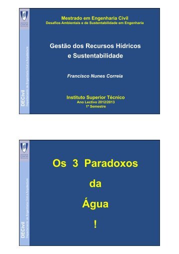 Os 3 Paradoxos da Água ! - Universidade Técnica de Lisboa