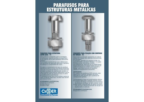 PARAFUSOS PARA ESTRUTURAS METÁLICAS ... - Ciser