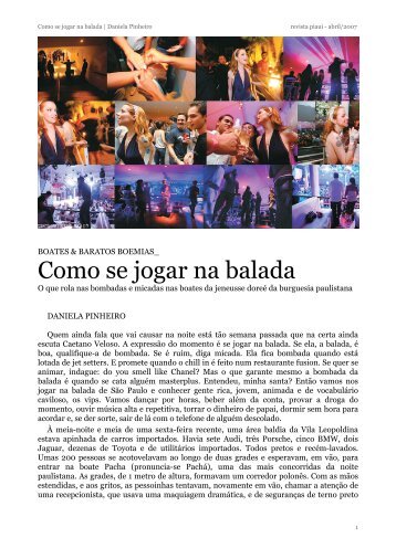 Como se jogar na balada - Escola Livre de Jornalismo