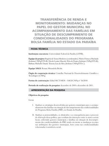 Ficha - Ministério do Desenvolvimento Social e Combate à Fome