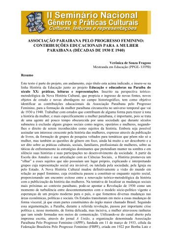 associação paraibana pelo progresso feminino - Itaporanga.net