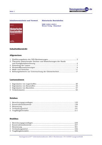 Historische Bautabellen - Bauingenieur24