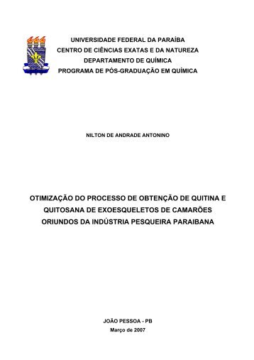 Otimização do processo de obtenção de quitina e quitosana - PPGQ ...