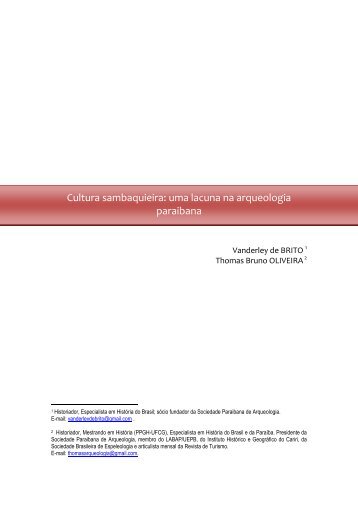 Cultura sambaquieira: uma lacuna na arqueologia paraibana - Uepb