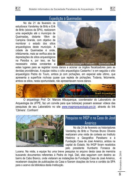 Boletim Informativo da Sociedade Paraibana de Arqueologia - Uepb
