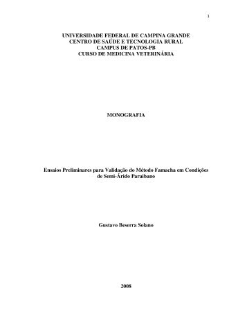 Ensaios Preliminares para Validação do Método ... - cstr - UFCG