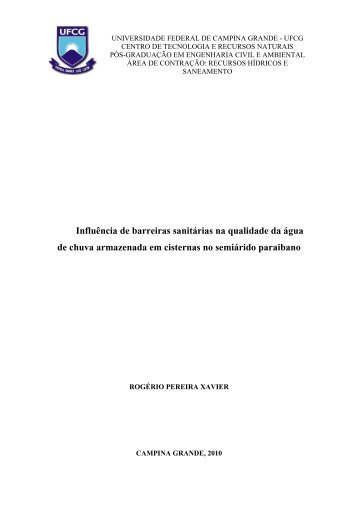 Influência de barreiras sanitárias na qualidade da água de chuva ...