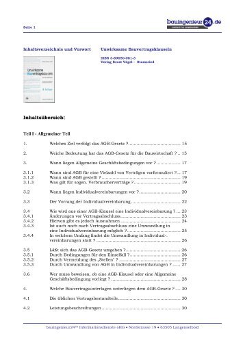 Inhaltsverzeichnis PDF - Bauingenieur24