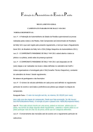 Federação de Automobilismo do Estado da Paraíba - Jeep Clube da ...